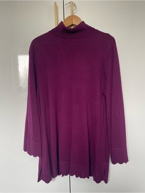 Isaac Mizrahi purple Ribbed Turtleneck Sweater 1X